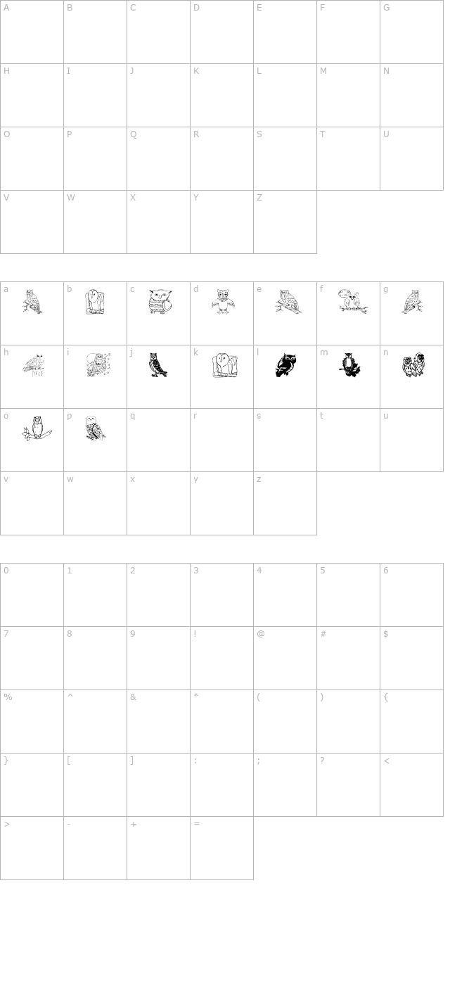 AEZ Owls for Traci character map