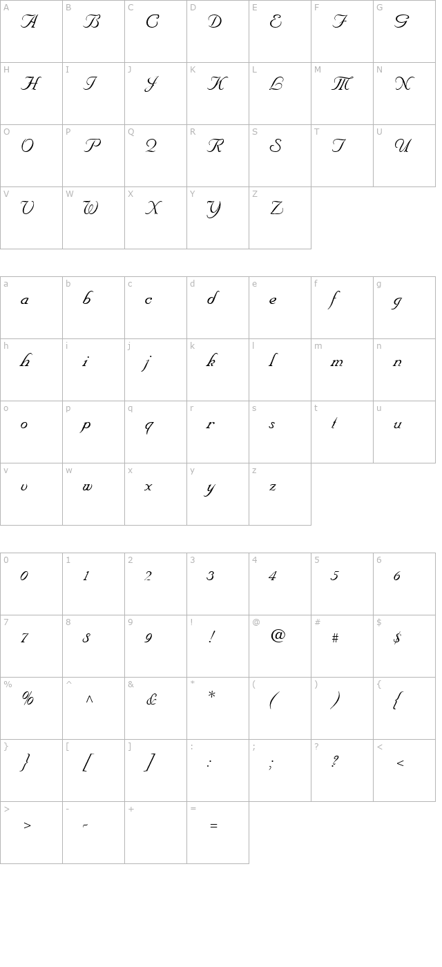 Affair 1 character map