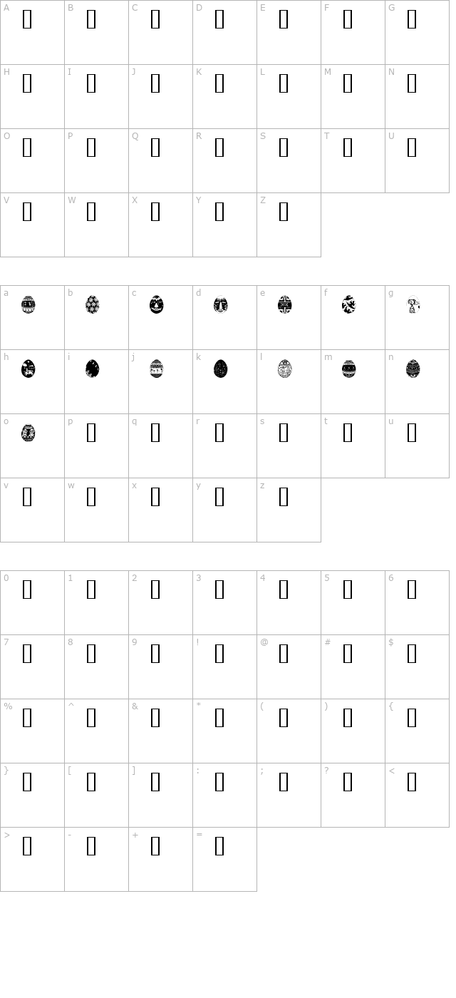 african-eggs character map