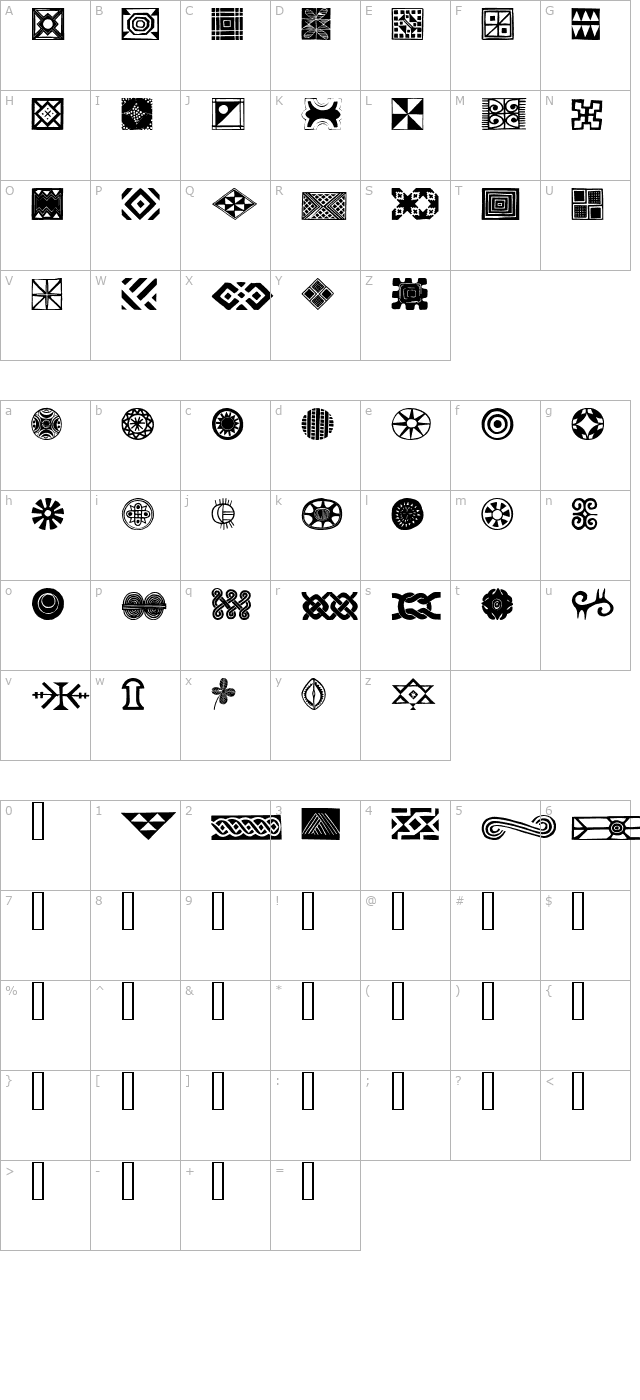 AfricanOrnamentsOne character map