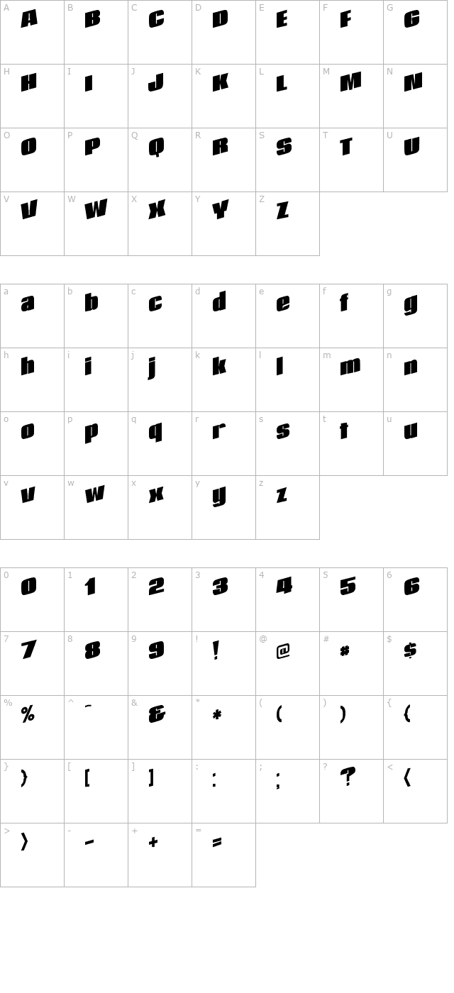 AfterLife113 Regular ttcon character map