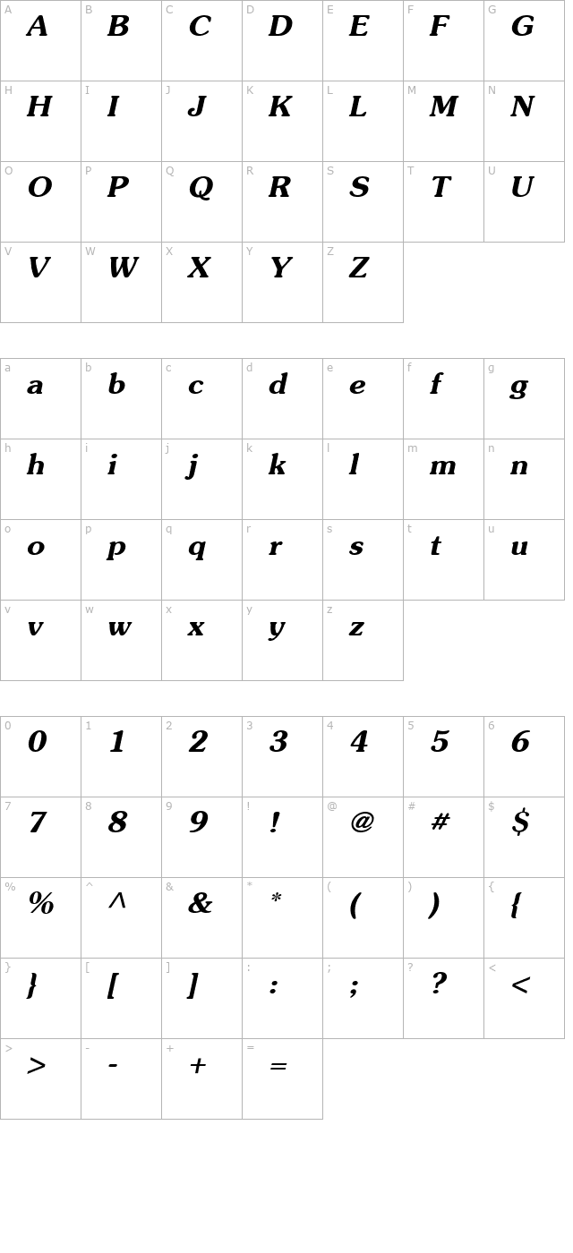 ag-souvenir-bold-italic character map