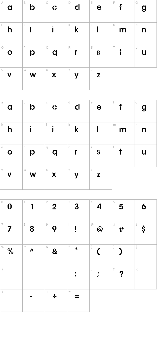 AG Stencil character map