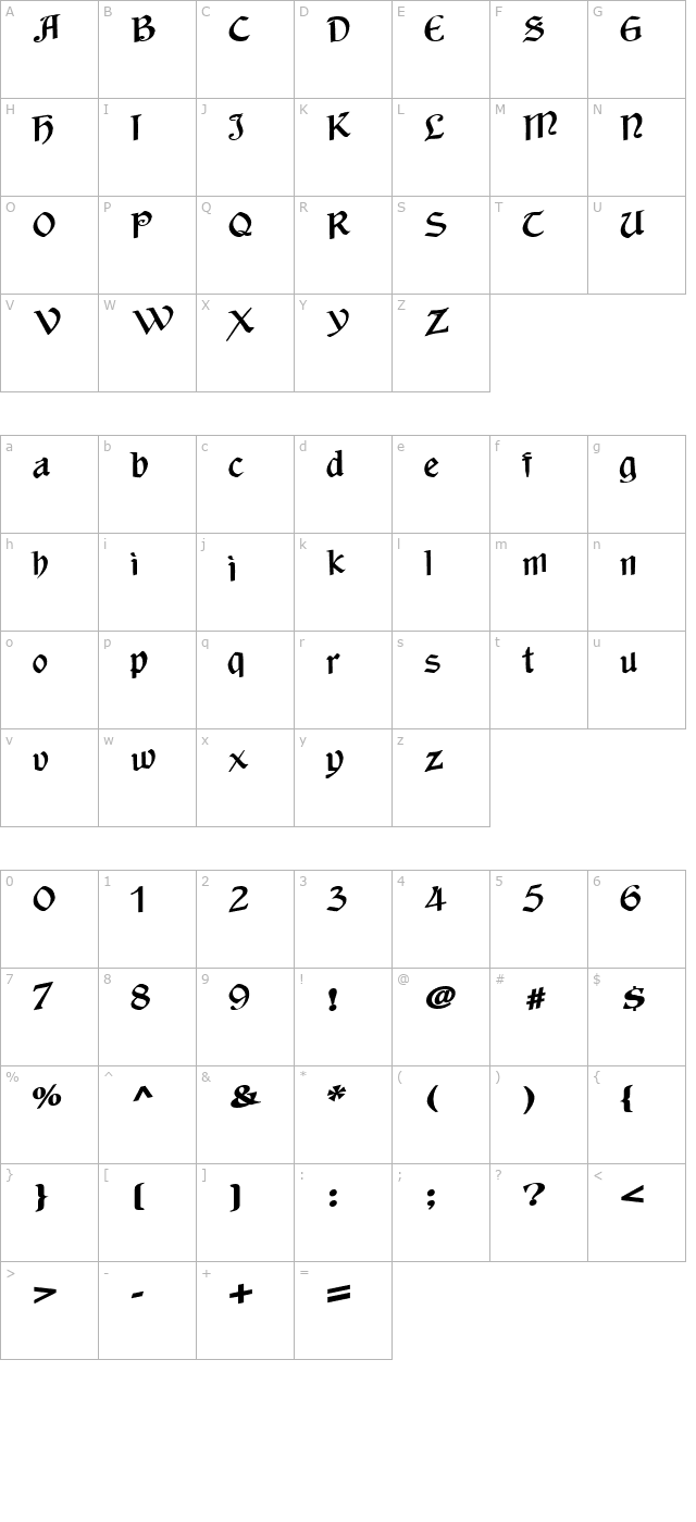 againstthewind49-bold character map