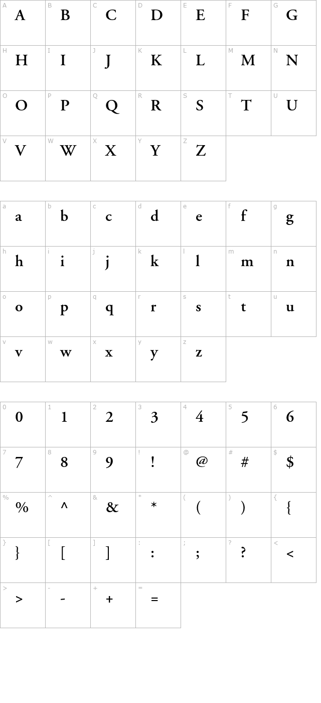 agaramond-semibold character map