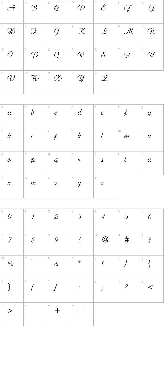 agnes-regular character map