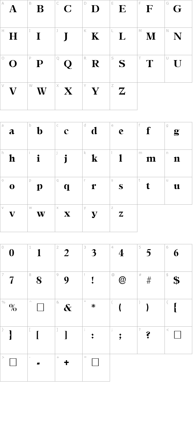 AgonicSSK Regular character map