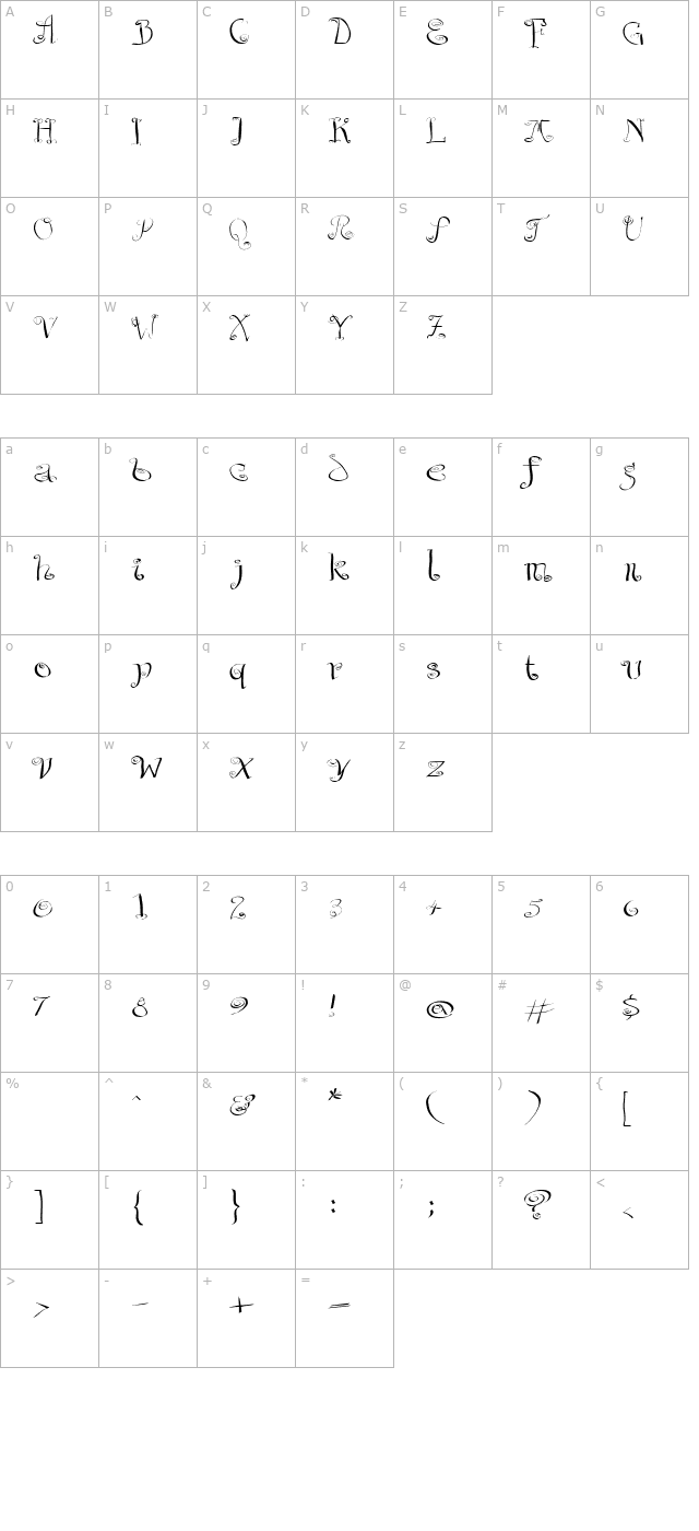 aichaotiqua-regular character map