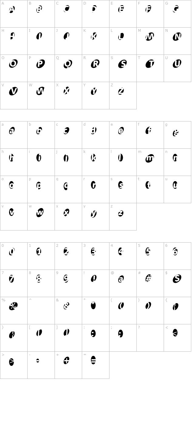 AidaOops character map