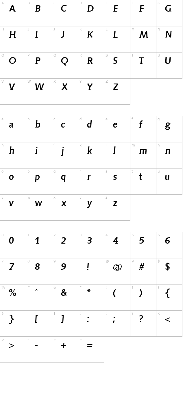 AidaSerifBold character map