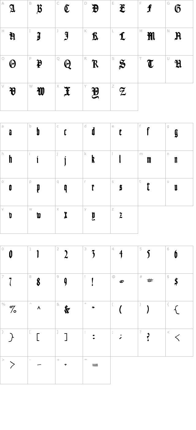 AinsworthSSK Bold character map