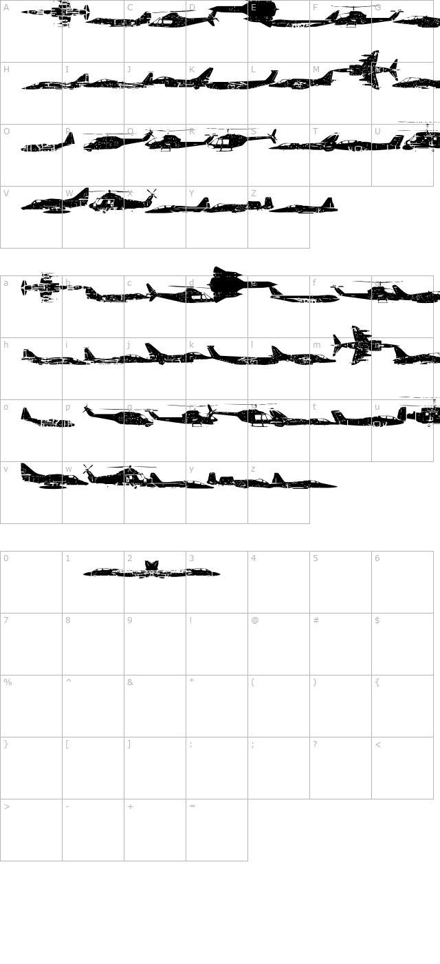 Air Force character map