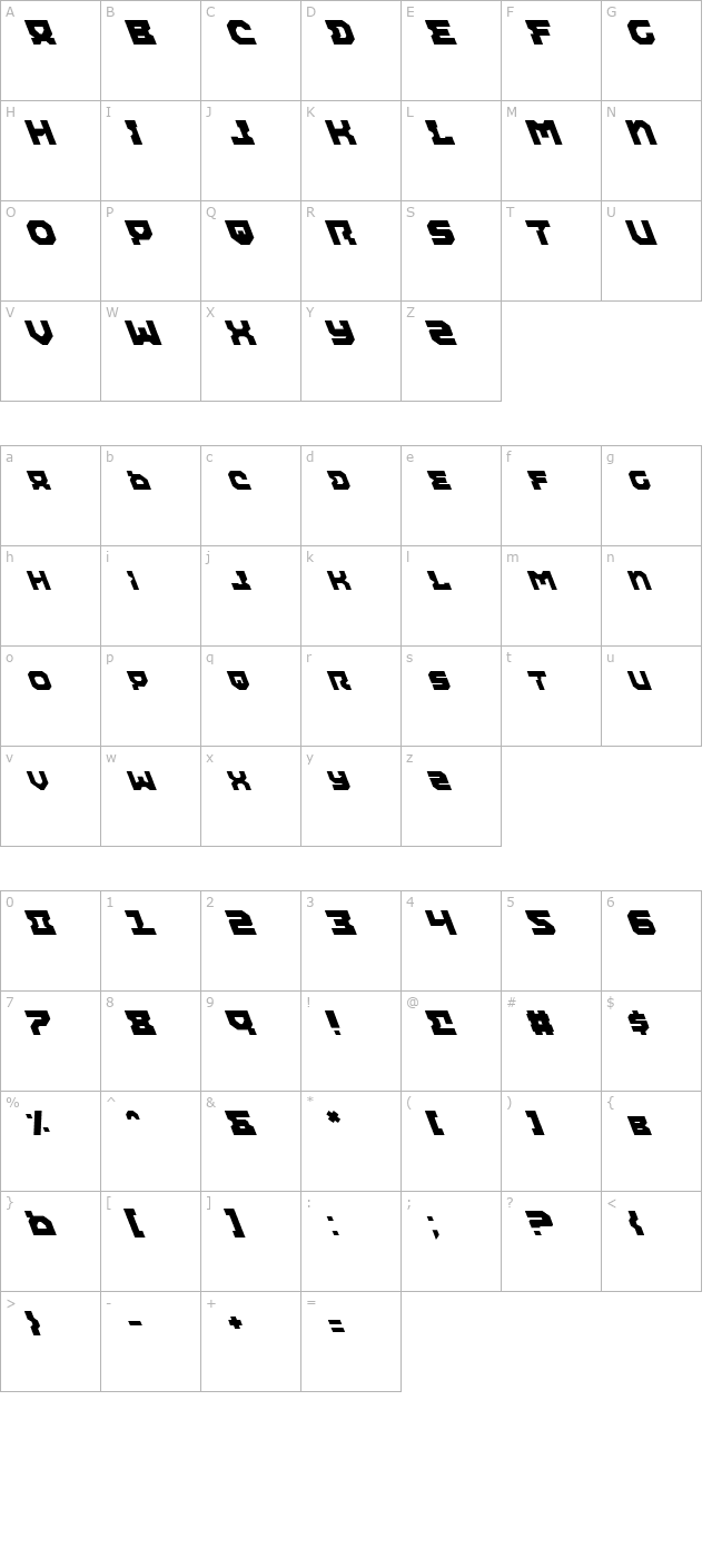 airacobra-leftalic character map