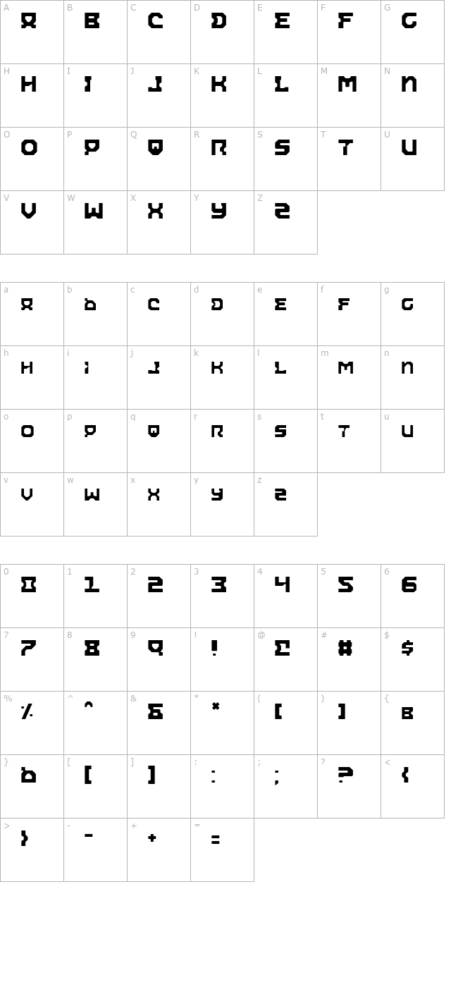 Airacobra Light character map