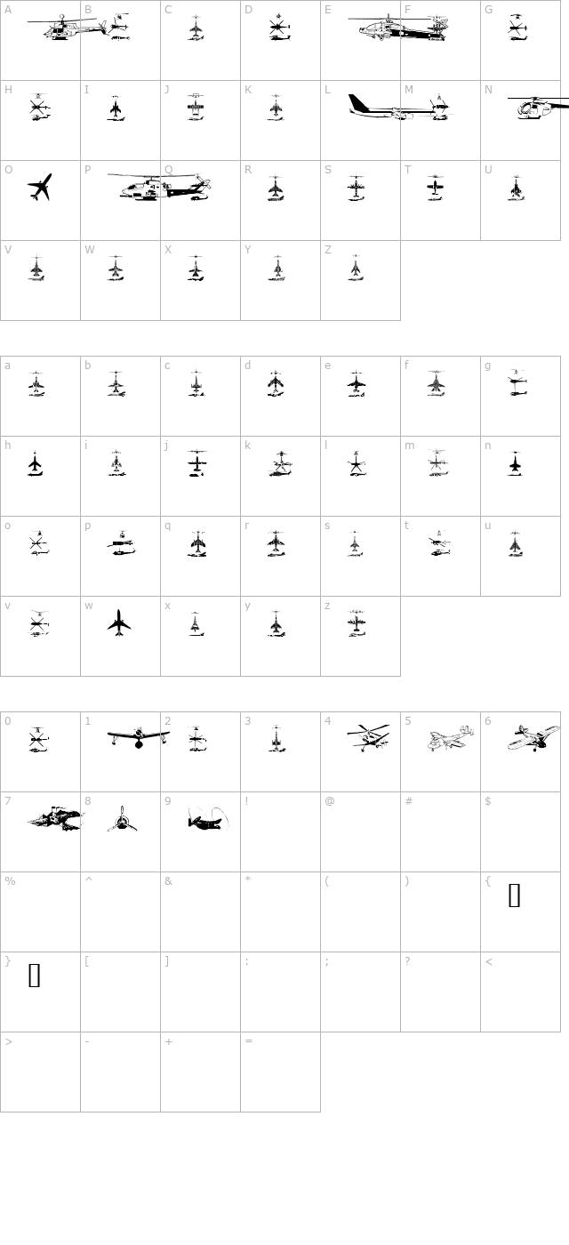 aircraft character map