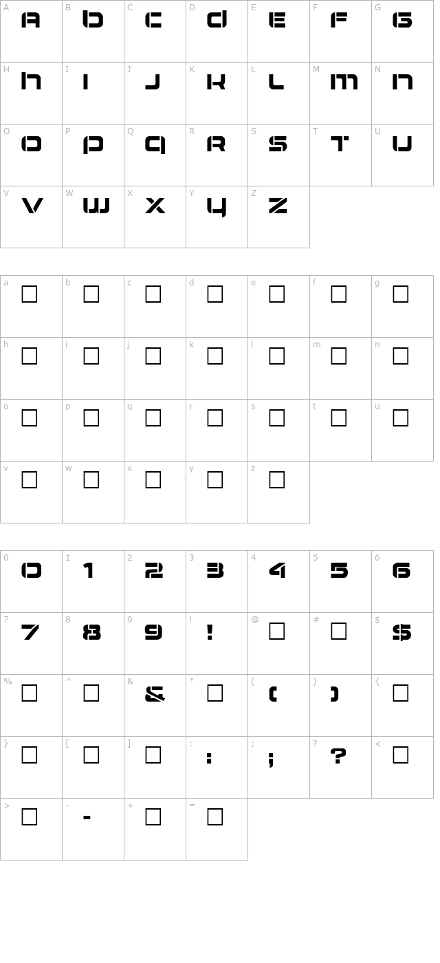 Airlock Regular character map