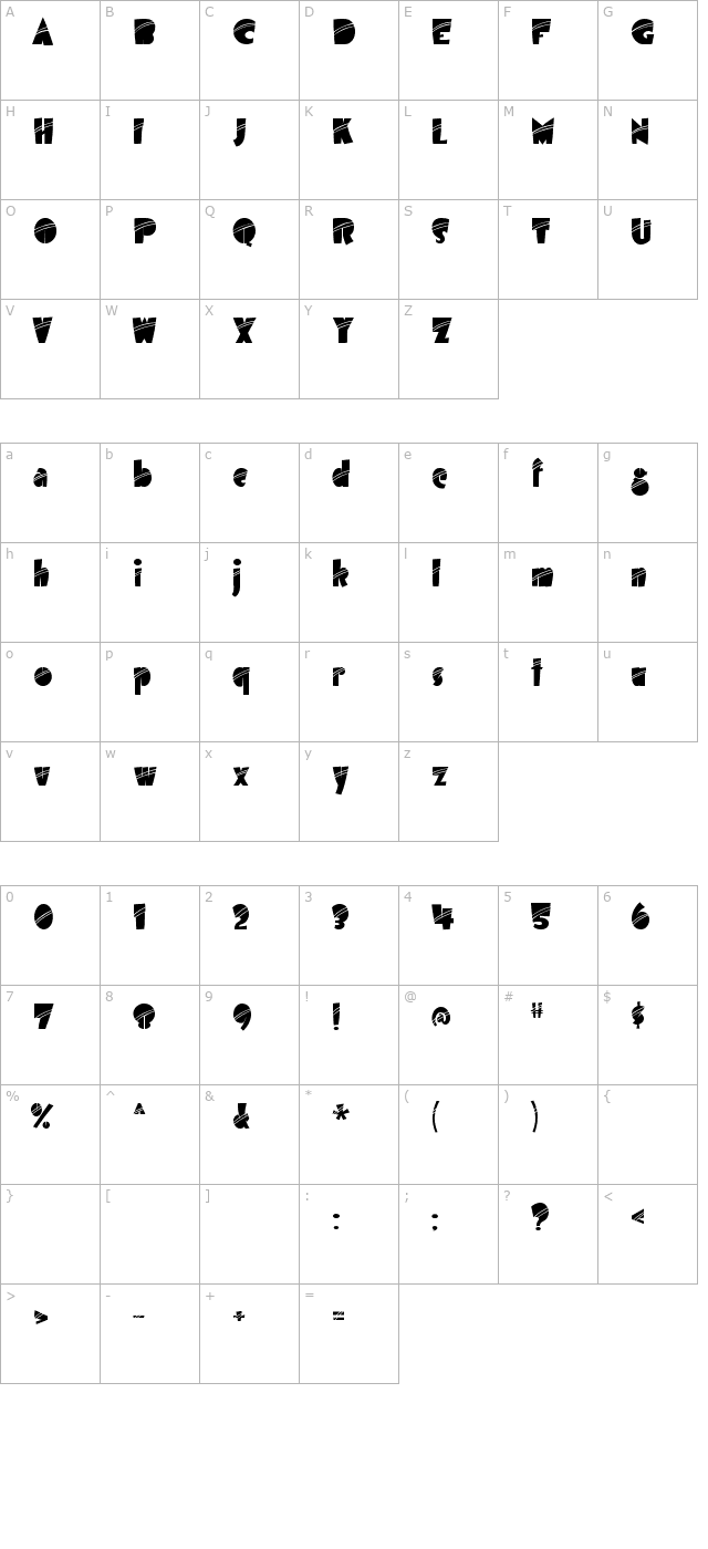 Airmole Stripe character map