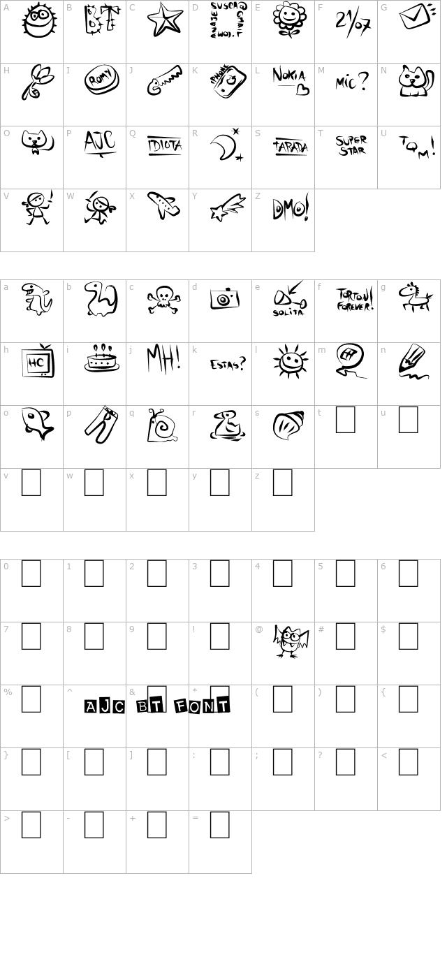 ajc-bt-font character map