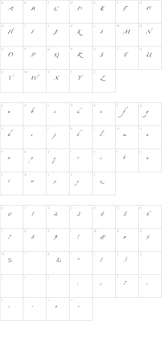 AL Afternoon Delight character map