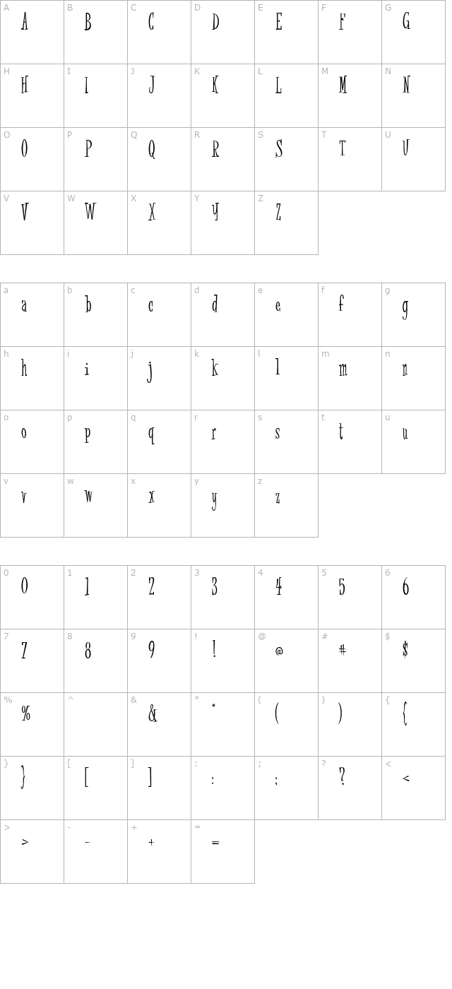 AL Any Time character map