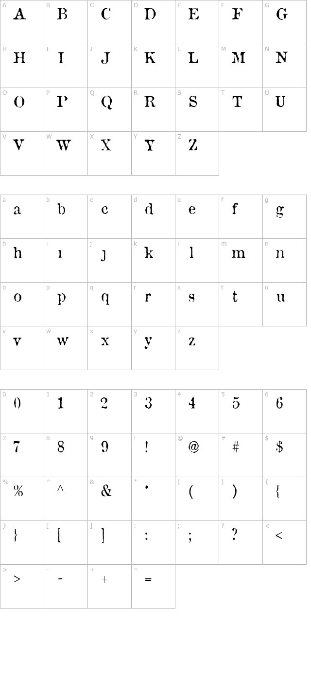 AL Outdoors character map