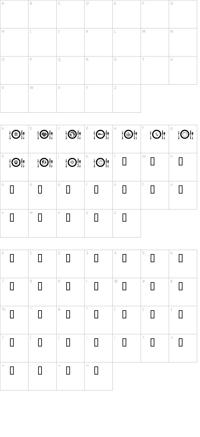 AL Place Settings Dings character map