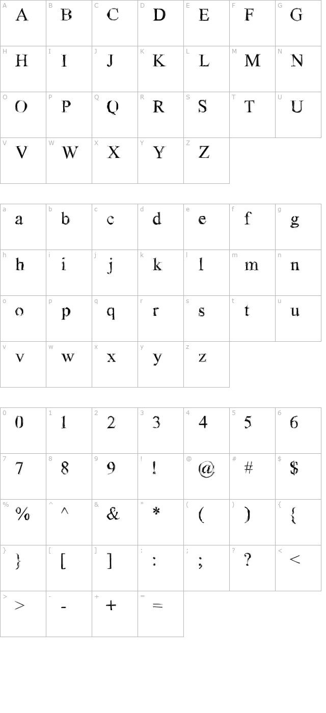 AL Scratched character map