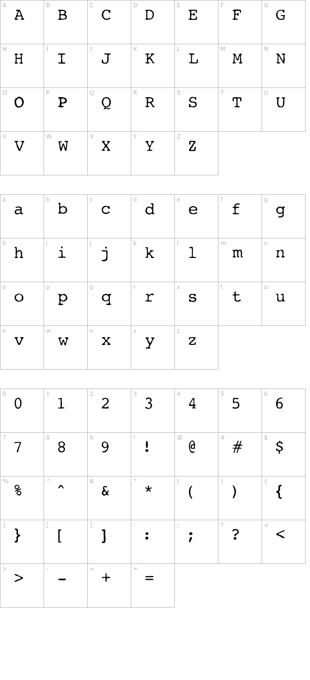 AL Worn Machine character map