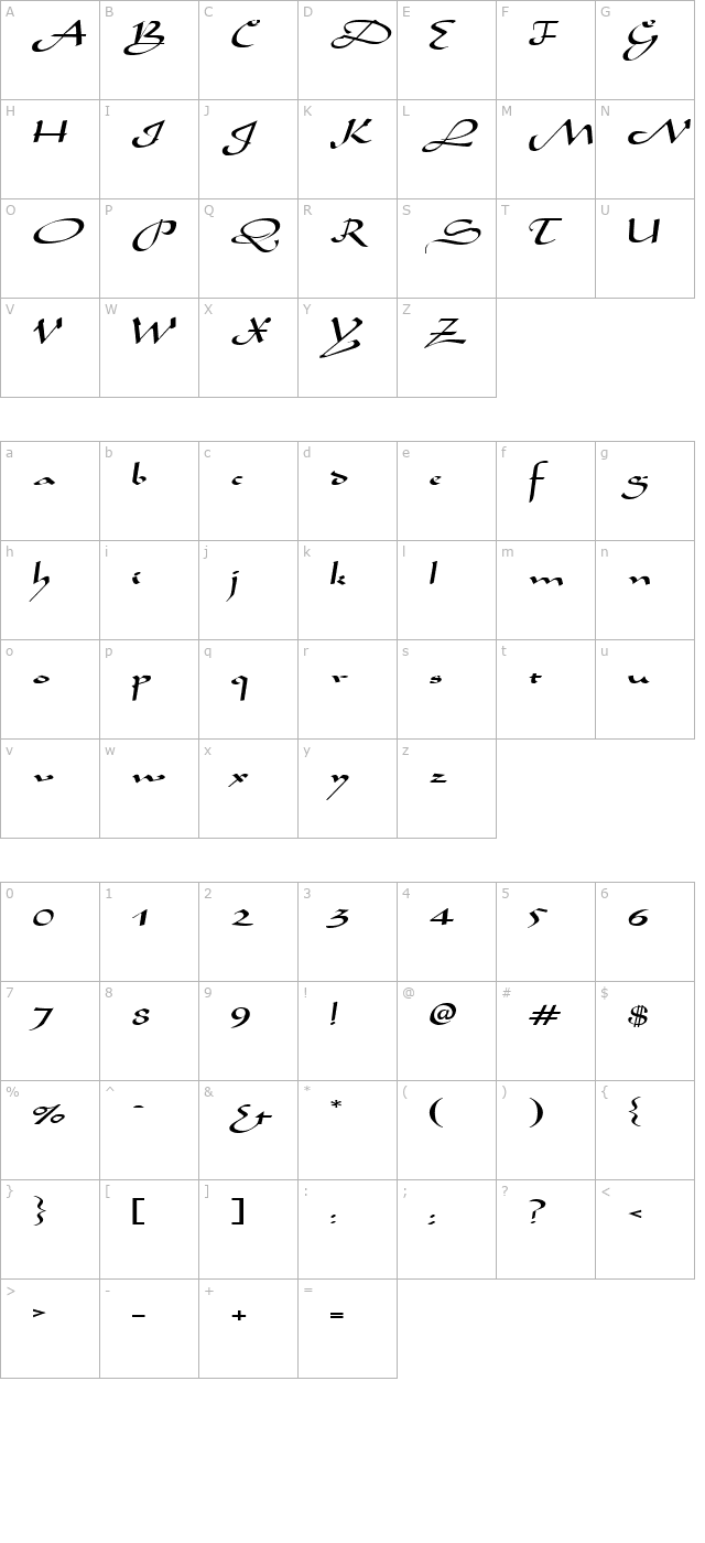 AladdinExpanded Regular character map