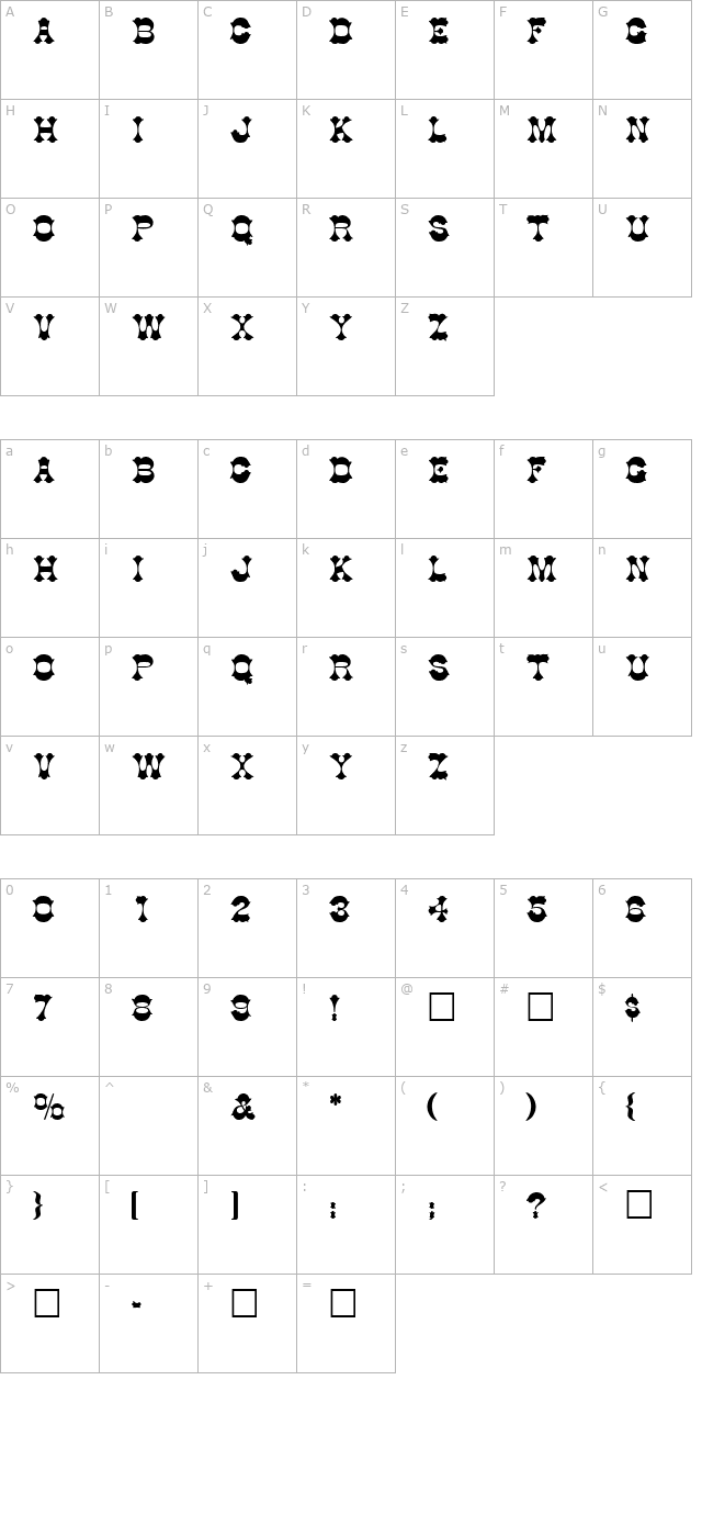 AlamoCapsSSK Regular character map