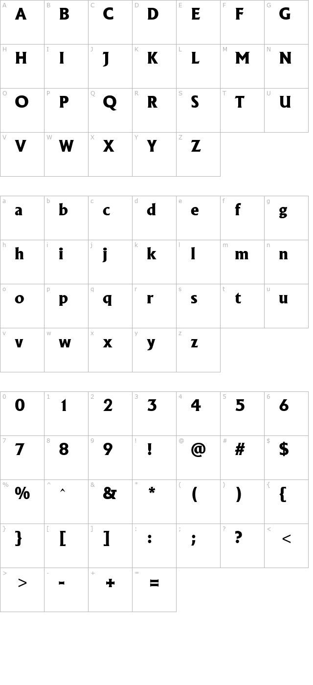 Alaska Extrabold character map