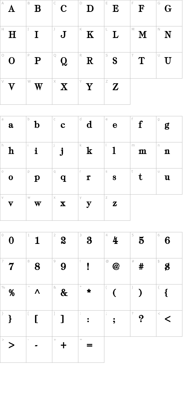 AlbrechtSSK Bold character map