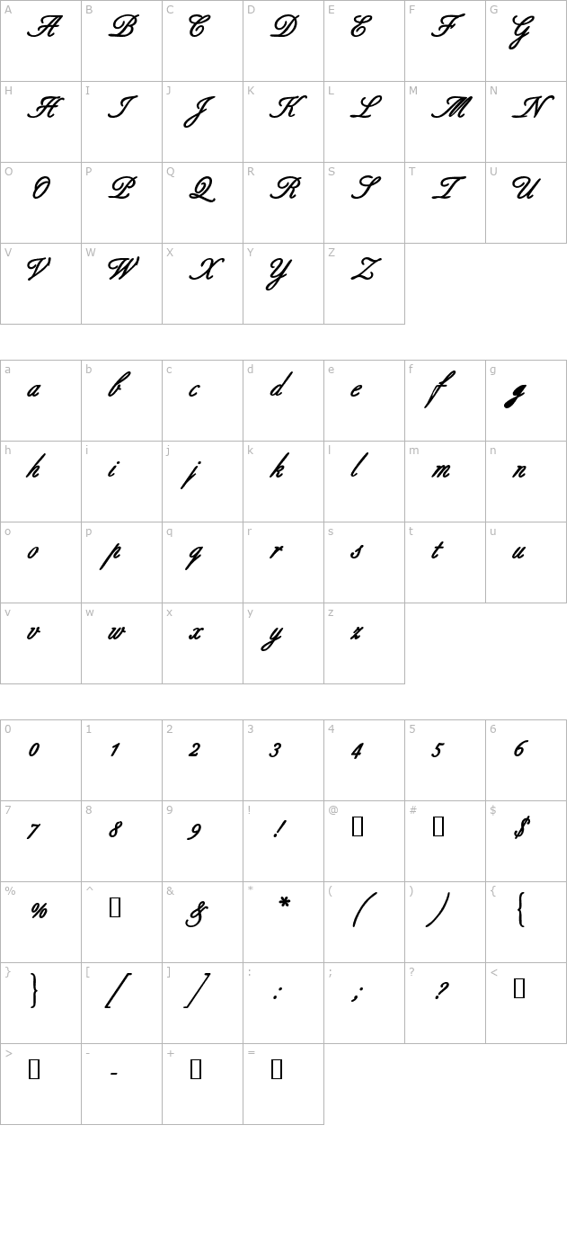 aldridgescriptssk-bold character map