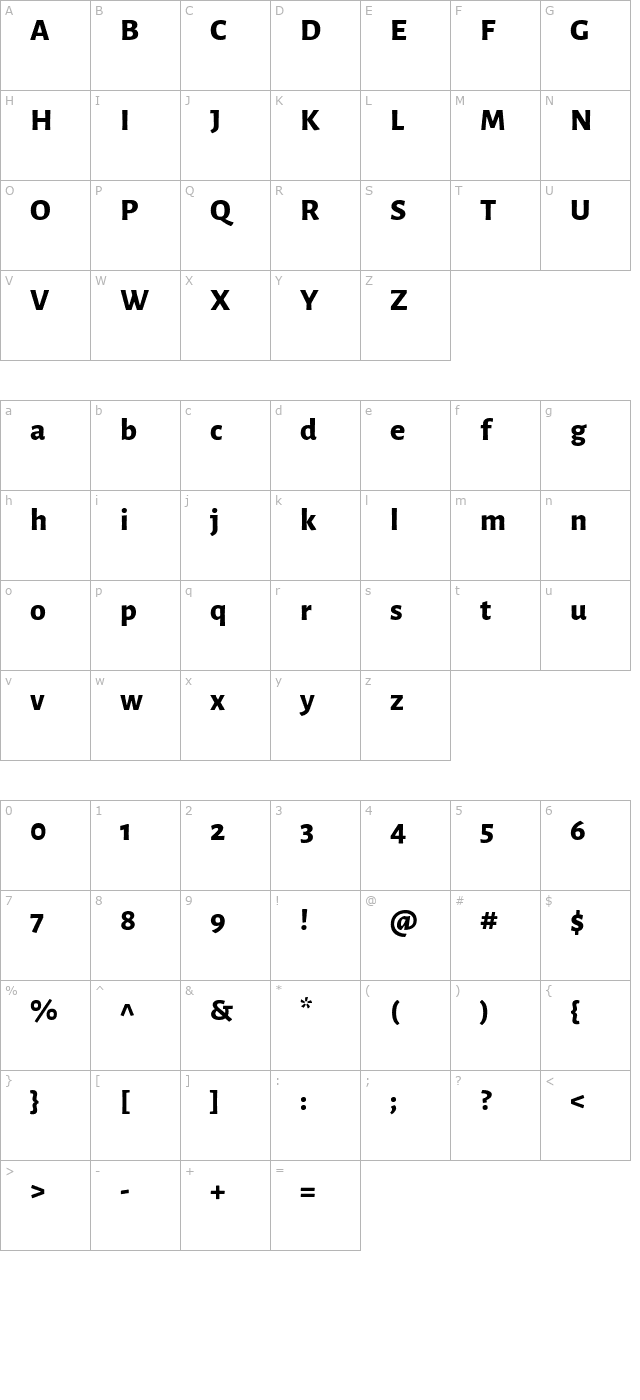 alegreya-sans-extrabold character map