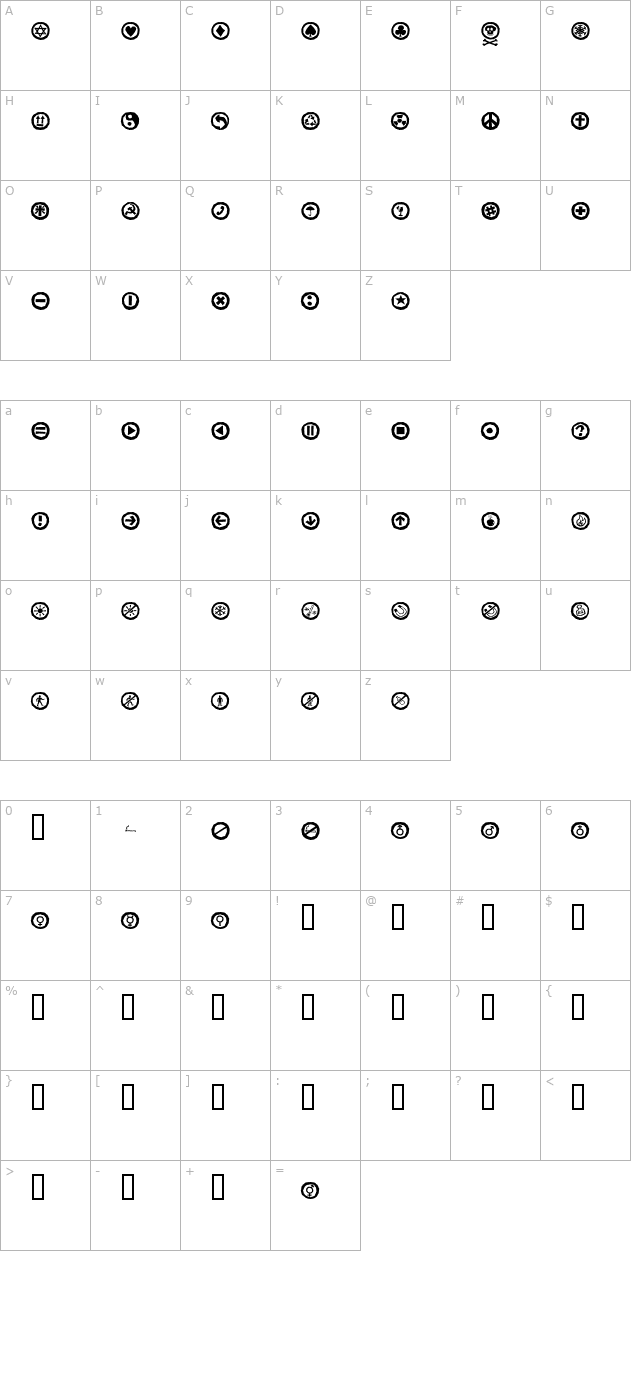 alesignswhitell character map