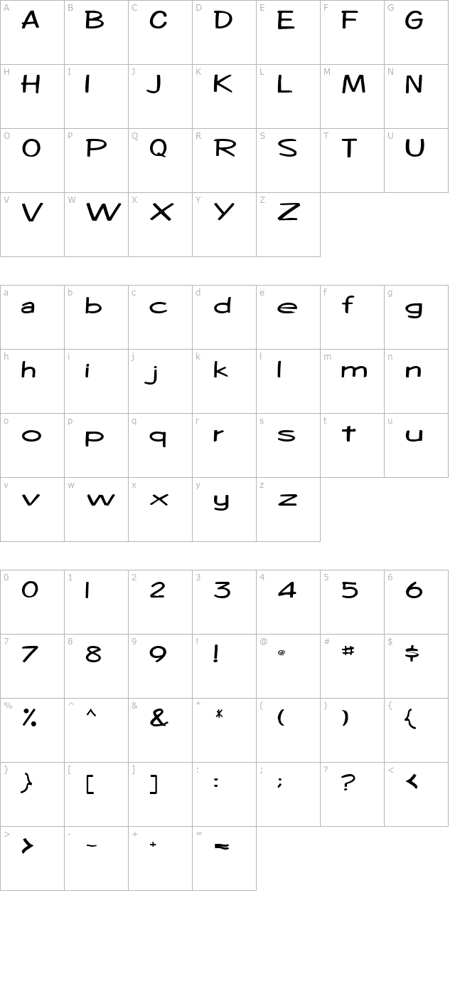 Alex Regular ttnorm character map