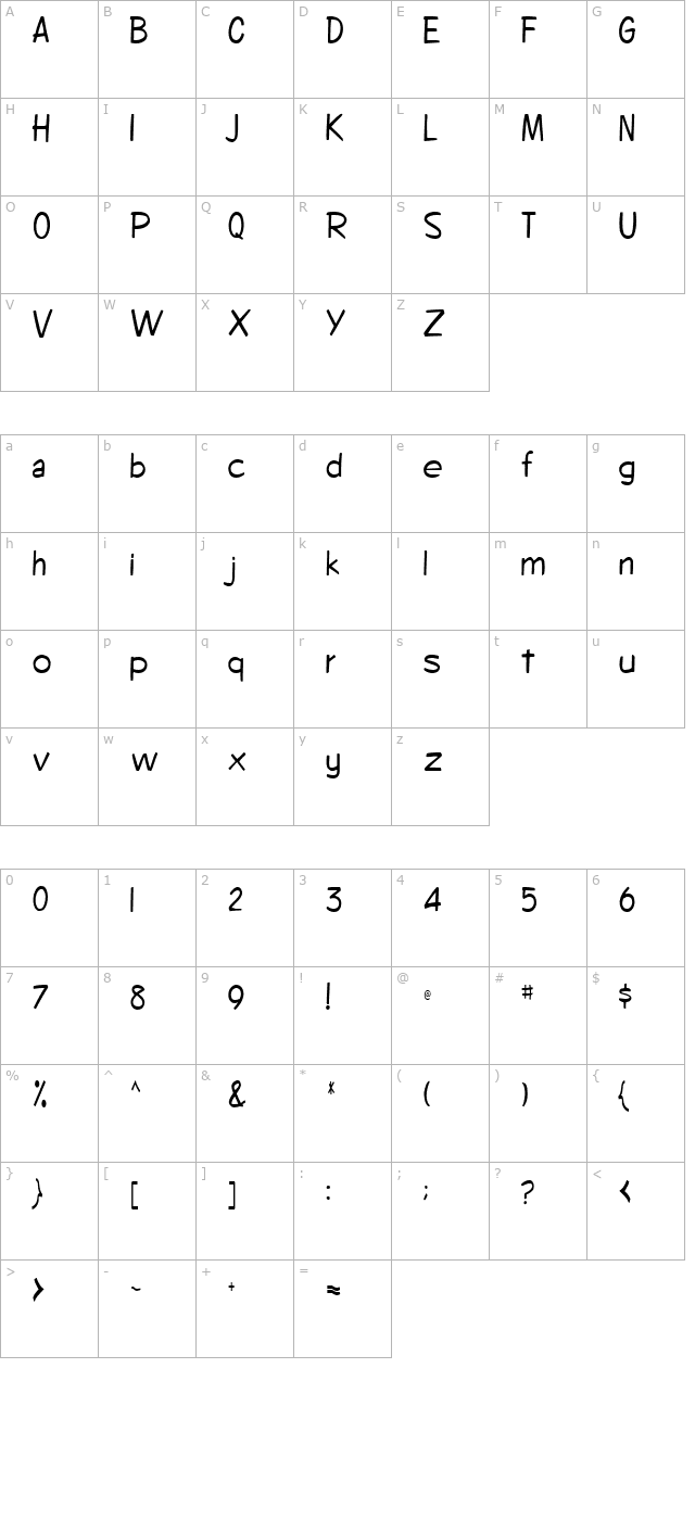 Alex Regular character map