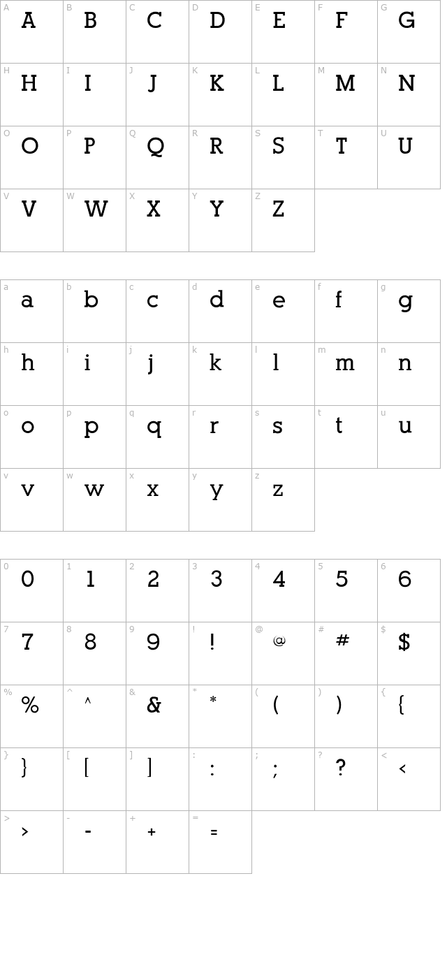 AlexandriaFLF-Bold character map