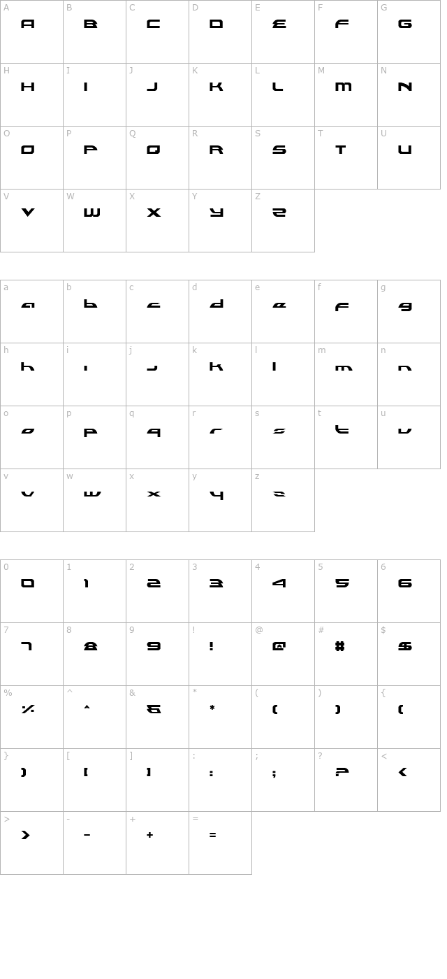 Alexis Lower Case character map