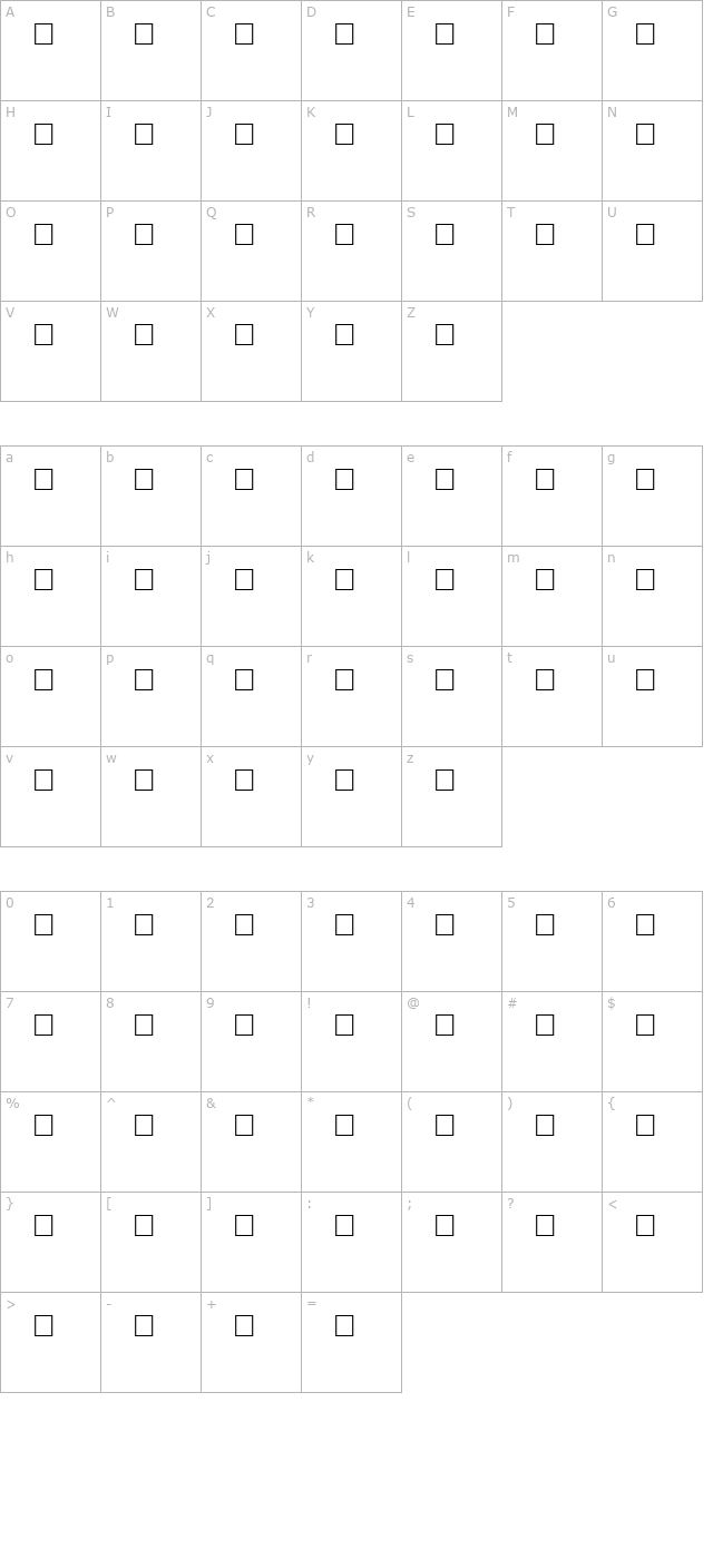 ALEXIS Regular character map