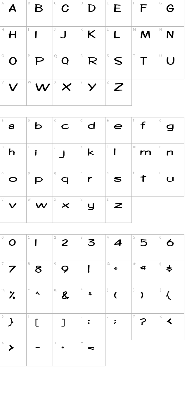 AlexOne83 Bold character map