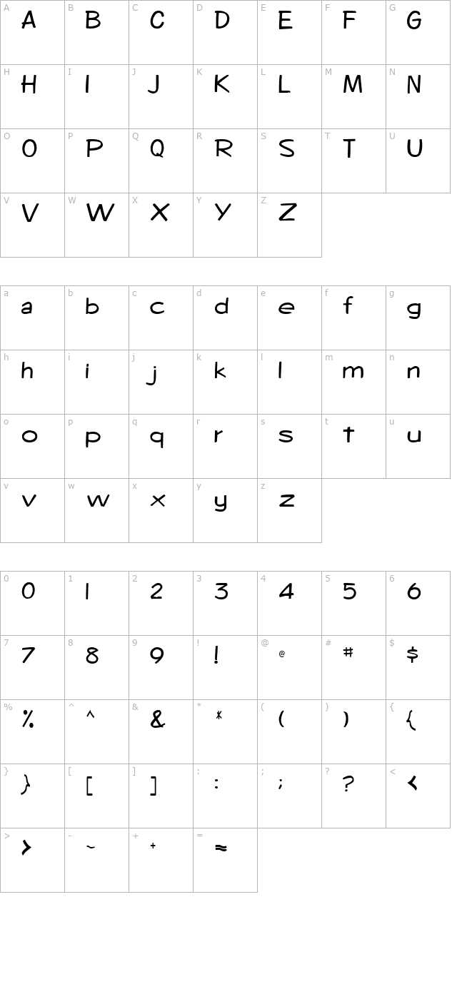 alexone83-regular-ttcon character map