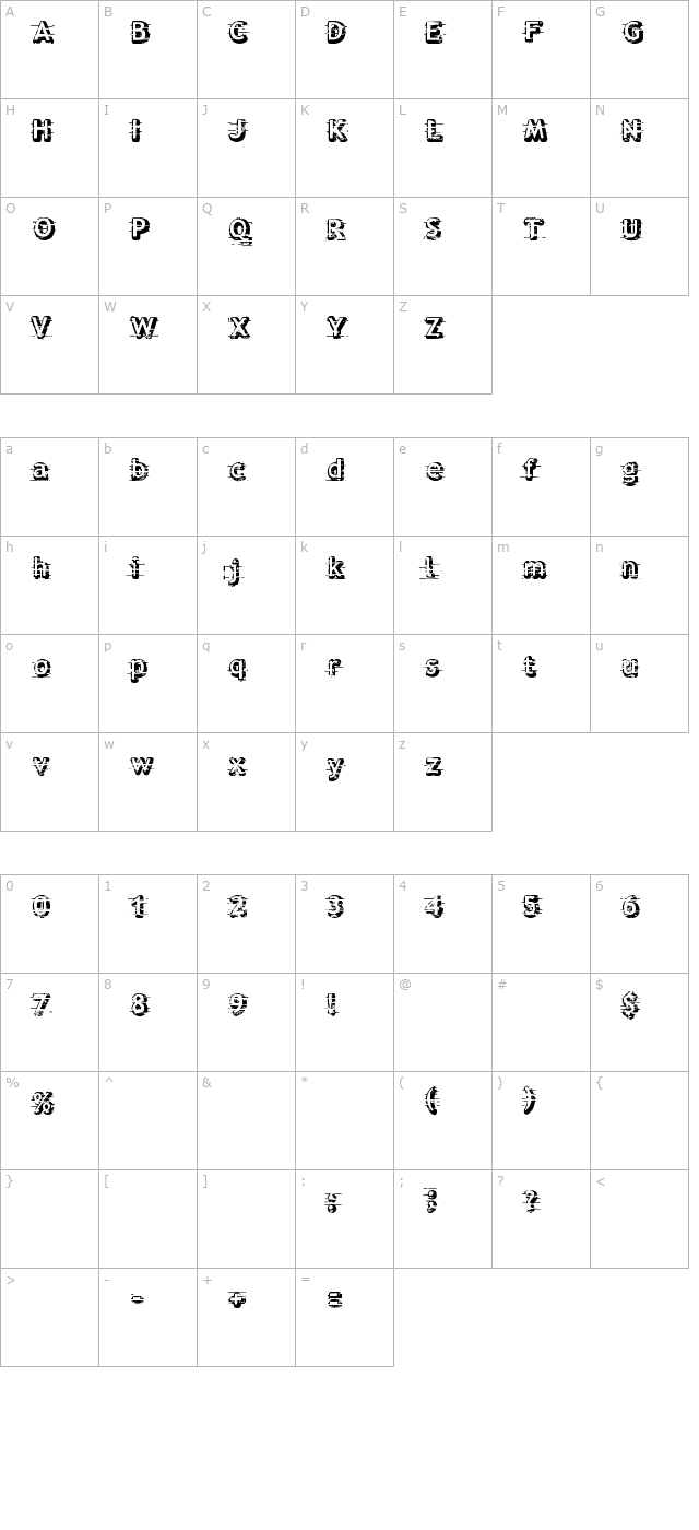 alfred-24 character map