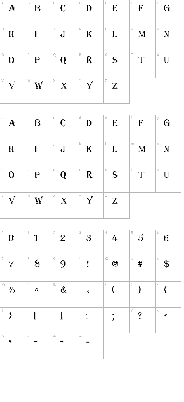 AlgerikaDB Normal character map