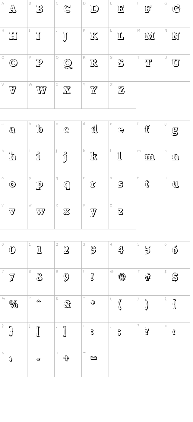 AliBeckerShadow-ExtraBold-Regular character map