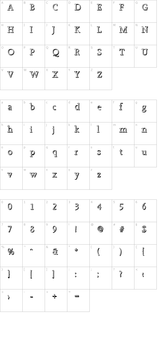 AliBeckerShadow-Light-Regular character map