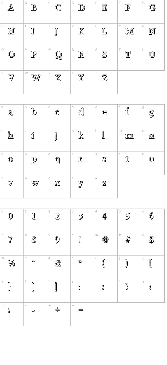 alibeckershadow-regular character map