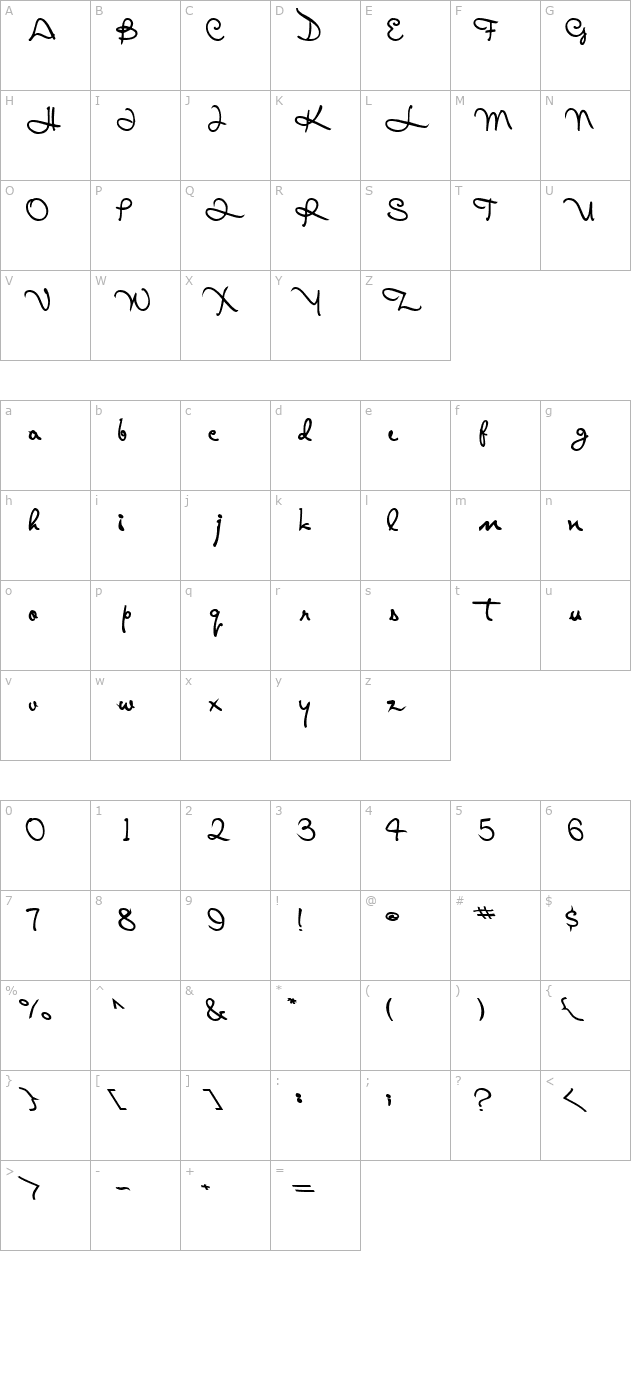 alicoscriptssk-bold character map