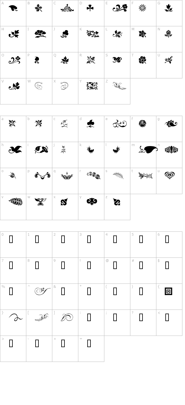 Alien Ornaments character map