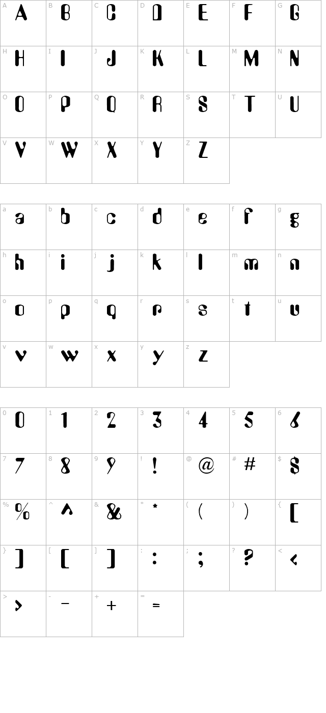 alieneye character map